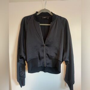 Theory Raglan Silk feel cropped bomber jacket